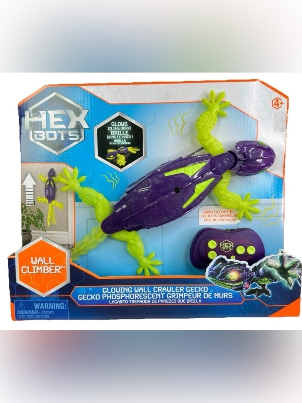 Glowing Wall Climber Gecko - Purple & Neon Green